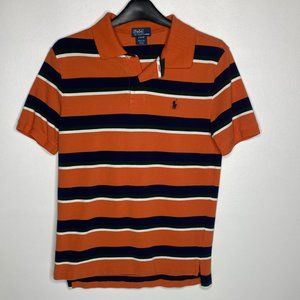 Ralph Lauren Orange and Blue Striped Polo Youth L Size 14-16